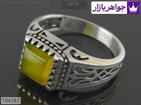 انگشتر نقره عقیق زرد مردانه [شرف الشمس] - 104787